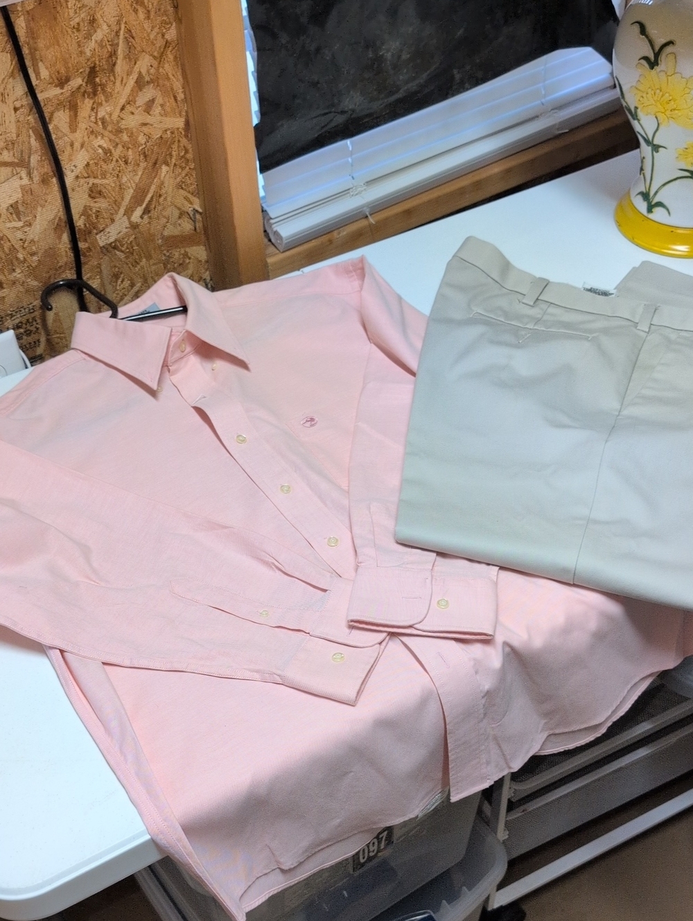Duck Head (16.5) Pink Button-Down Dress Shirt/Dockers 40x29 Pants